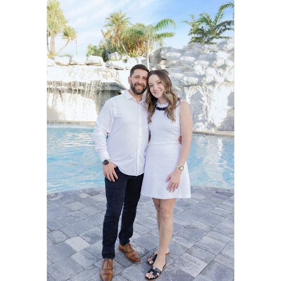 CeCe White Textured Ruffled Collar Black Trim Sleeveless Tweed Shift Dress 12 - Picture 11 of 13